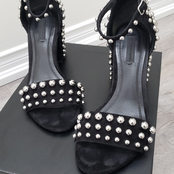 100% Authentic Alexander Wang Abby Studded Suede Block Heel Sz 38.5 - Picture 3 of 9